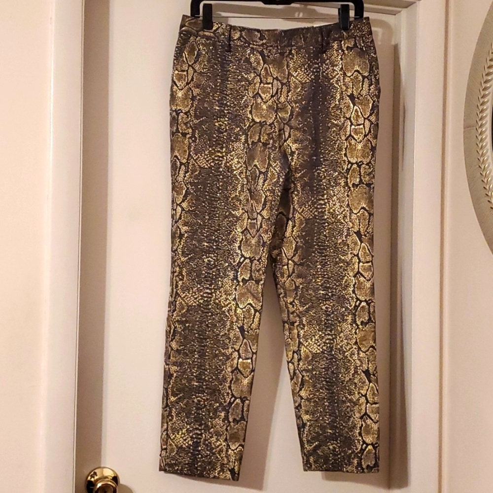 Worthington Metallic Snakeskin Print Crop/Ankle Pants -Size 8